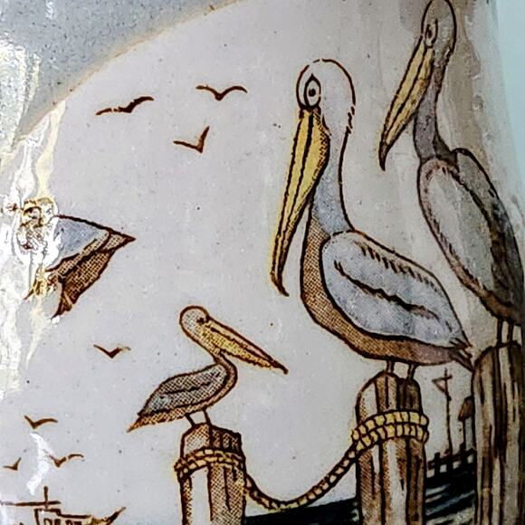 Vintage 1970s Otagiri Pottery Coffee Mug – Handcrafted Ceramic Harbor Scene - Picture 3 of 9